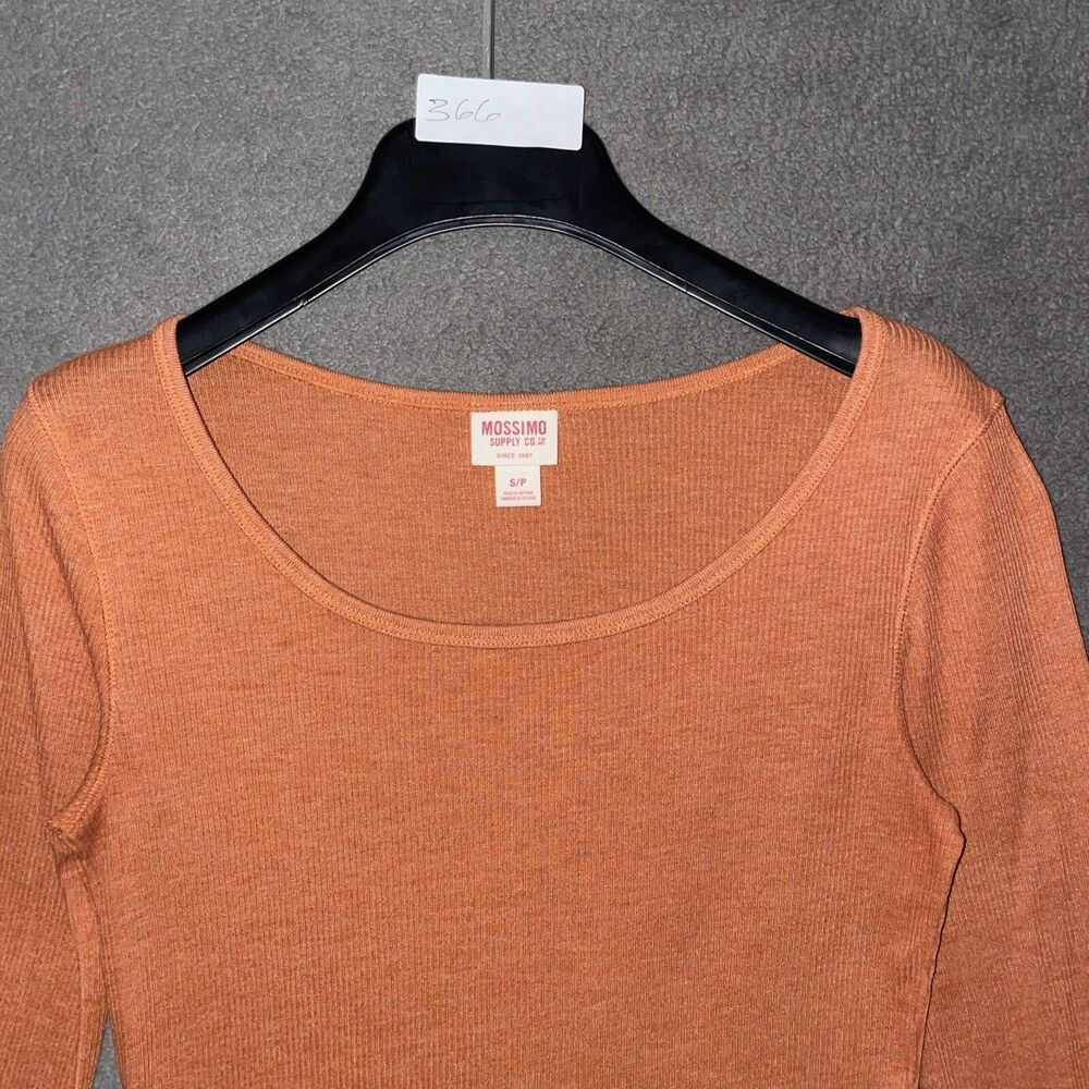 Mossimo Supply Co Ribbed Long Sleeve Scoop Neck Knit Top Size S Small Orange - Picture 2 of 10